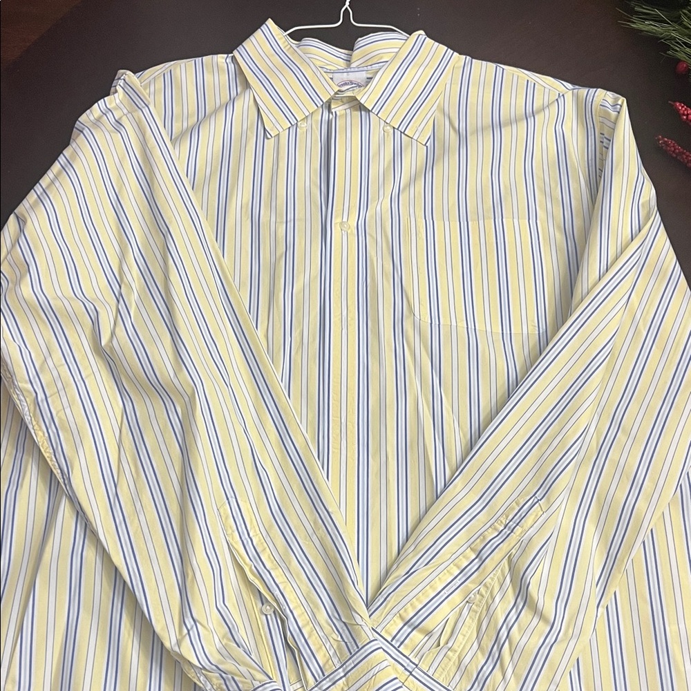 Brooks Brothers Striped Dress Shirt in Yellow and Blue